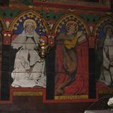Trzy malowidła przedstawiające świętych.