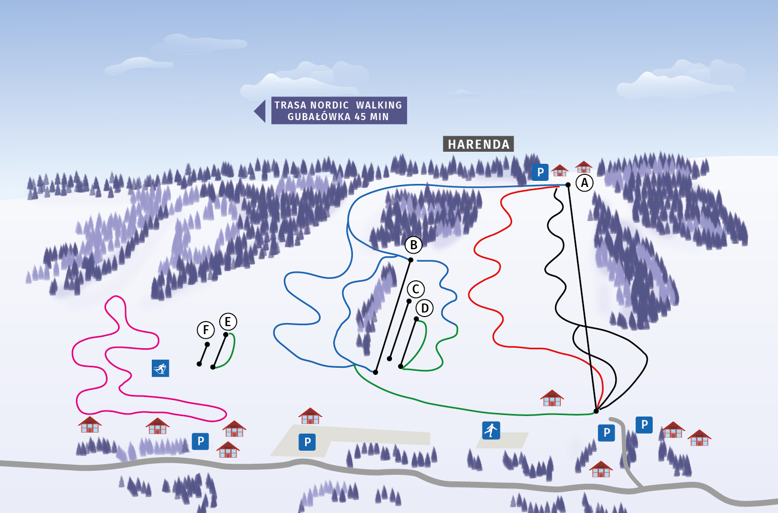 mapa stacji narciarskiej Harenda