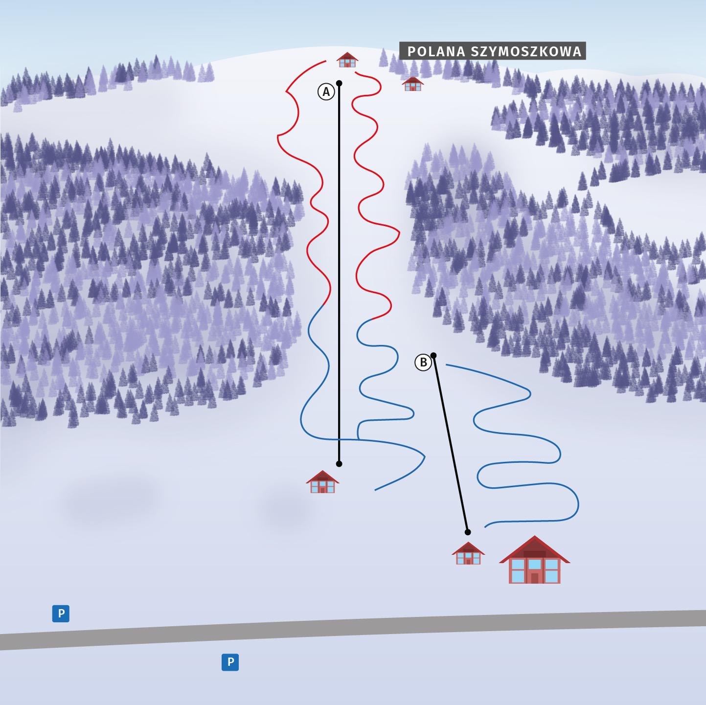 mapa stacji narciarskiej Polana Szymoszkowa
